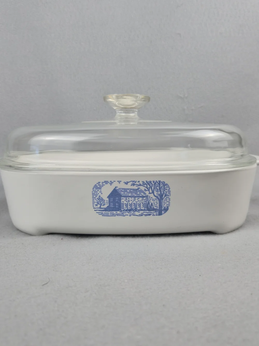 Vintage Corning Ware Microwave Browning Skillet MW-A-10 Blue Cabin Pyrex Lid